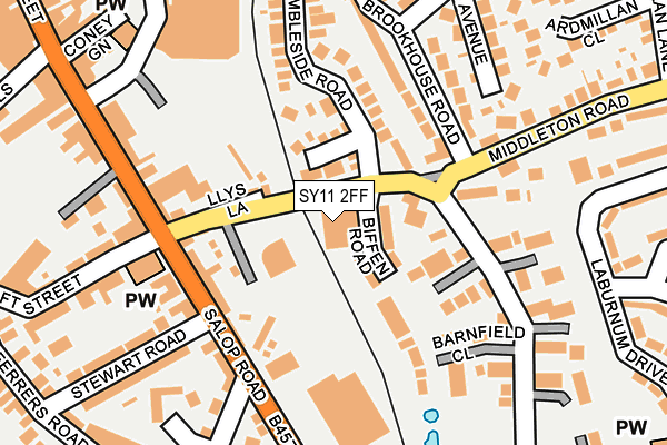 SY11 2FF map - OS OpenMap – Local (Ordnance Survey) SY11 2FF map - OS OpenMap – Local (Ordnance Survey)