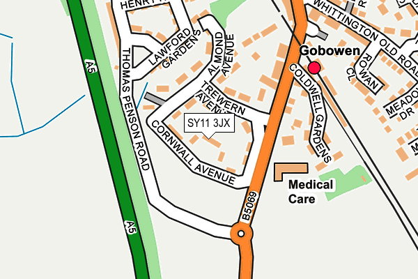 SY11 3JX map - OS OpenMap – Local (Ordnance Survey) SY11 3JX map - OS OpenMap – Local (Ordnance Survey)