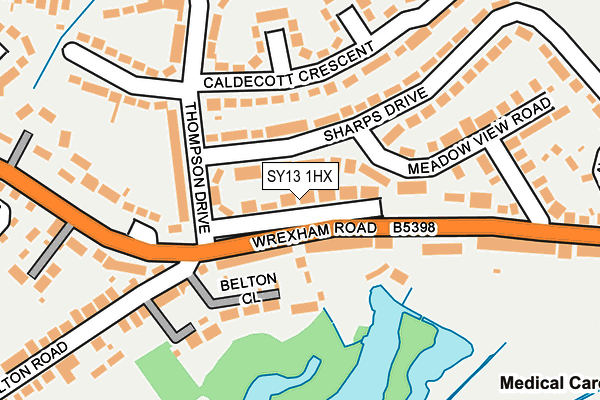 SY13 1HX map - OS OpenMap – Local (Ordnance Survey) SY13 1HX map - OS OpenMap – Local (Ordnance Survey)