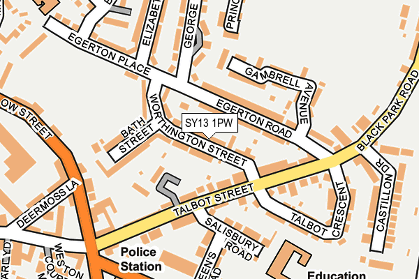 SY13 1PW map - OS OpenMap – Local (Ordnance Survey) SY13 1PW map - OS OpenMap – Local (Ordnance Survey)