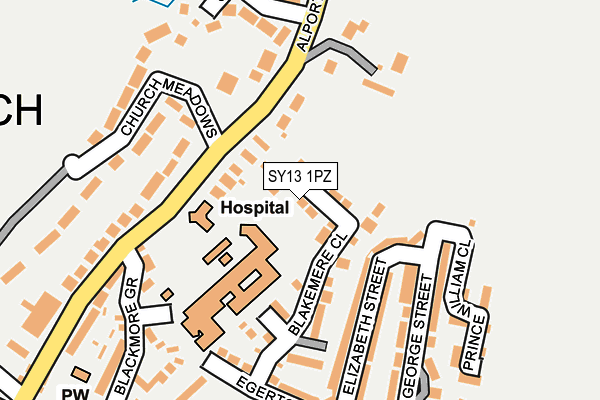 SY13 1PZ map - OS OpenMap – Local (Ordnance Survey) SY13 1PZ map - OS OpenMap – Local (Ordnance Survey)