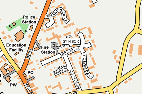 SY14 8QR map - OS OpenMap – Local (Ordnance Survey) SY14 8QR map - OS OpenMap – Local (Ordnance Survey)