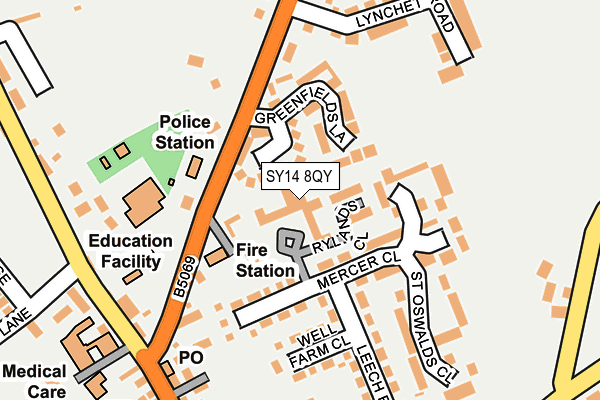 SY14 8QY map - OS OpenMap – Local (Ordnance Survey) SY14 8QY map - OS OpenMap – Local (Ordnance Survey)