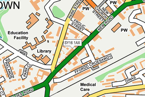 SY16 1AX map - OS OpenMap – Local (Ordnance Survey) SY16 1AX map - OS OpenMap – Local (Ordnance Survey)