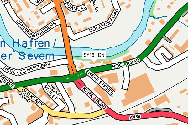 SY16 1DN map - OS OpenMap – Local (Ordnance Survey) SY16 1DN map - OS OpenMap – Local (Ordnance Survey)