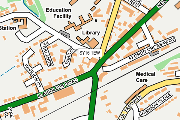 SY16 1EW map - OS OpenMap – Local (Ordnance Survey) SY16 1EW map - OS OpenMap – Local (Ordnance Survey)