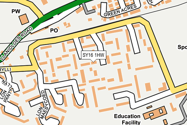 SY16 1HW map - OS OpenMap – Local (Ordnance Survey) SY16 1HW map - OS OpenMap – Local (Ordnance Survey)