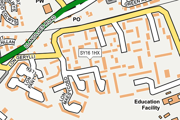 SY16 1HX map - OS OpenMap – Local (Ordnance Survey) SY16 1HX map - OS OpenMap – Local (Ordnance Survey)
