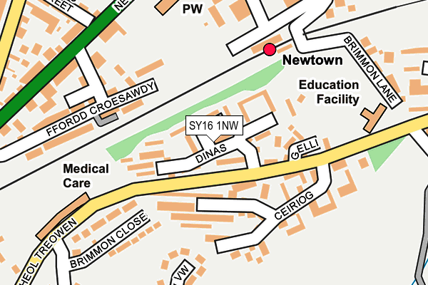 SY16 1NW map - OS OpenMap – Local (Ordnance Survey) SY16 1NW map - OS OpenMap – Local (Ordnance Survey)