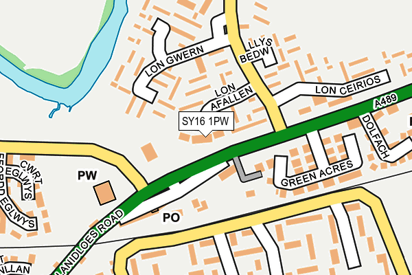 SY16 1PW map - OS OpenMap – Local (Ordnance Survey) SY16 1PW map - OS OpenMap – Local (Ordnance Survey)
