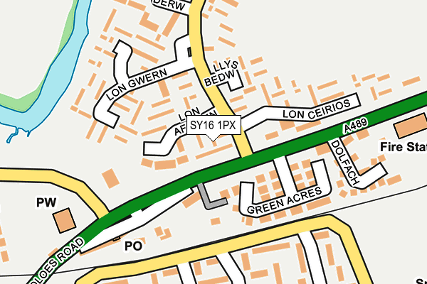 SY16 1PX map - OS OpenMap – Local (Ordnance Survey) SY16 1PX map - OS OpenMap – Local (Ordnance Survey)