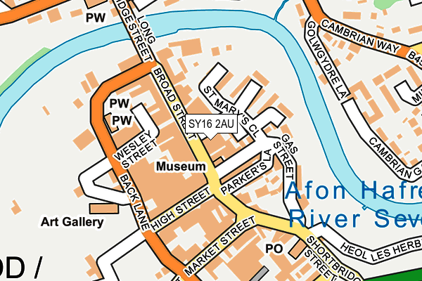 SY16 2AU map - OS OpenMap – Local (Ordnance Survey) SY16 2AU map - OS OpenMap – Local (Ordnance Survey)