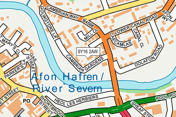 SY16 2AW map - OS OpenMap – Local (Ordnance Survey) SY16 2AW map - OS OpenMap – Local (Ordnance Survey)