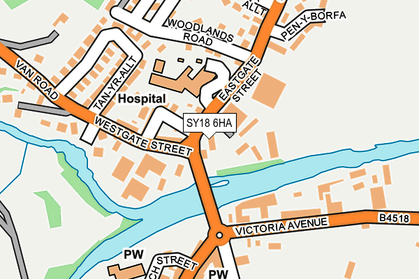 SY18 6HA map - OS OpenMap – Local (Ordnance Survey) SY18 6HA map - OS OpenMap – Local (Ordnance Survey)