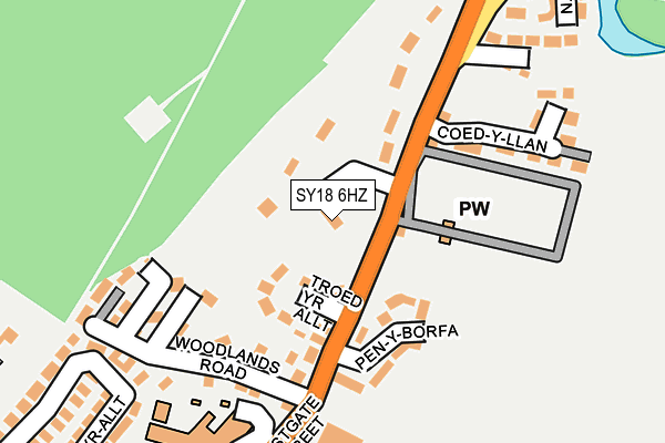 SY18 6HZ map - OS OpenMap – Local (Ordnance Survey) SY18 6HZ map - OS OpenMap – Local (Ordnance Survey)