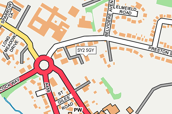 SY2 5GY map - OS OpenMap – Local (Ordnance Survey) SY2 5GY map - OS OpenMap – Local (Ordnance Survey)