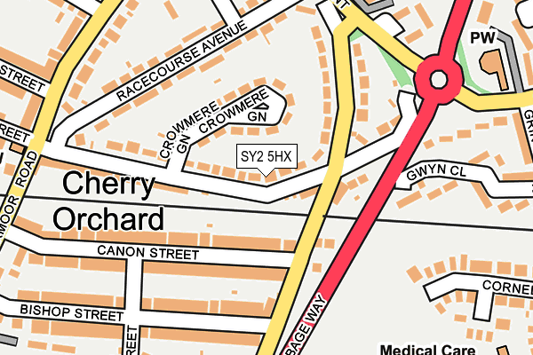 SY2 5HX map - OS OpenMap – Local (Ordnance Survey) SY2 5HX map - OS OpenMap – Local (Ordnance Survey)