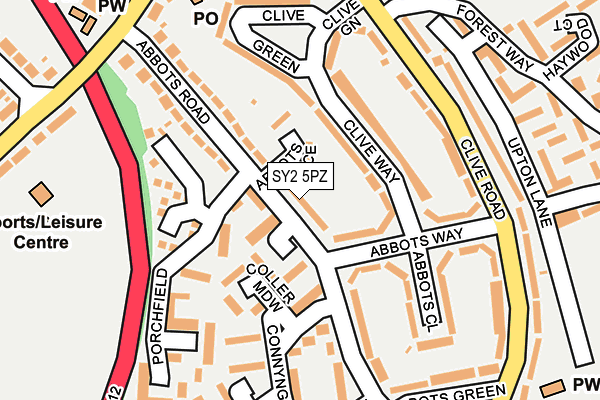 SY2 5PZ map - OS OpenMap – Local (Ordnance Survey) SY2 5PZ map - OS OpenMap – Local (Ordnance Survey)