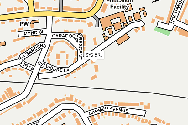 SY2 5RJ map - OS OpenMap – Local (Ordnance Survey) SY2 5RJ map - OS OpenMap – Local (Ordnance Survey)
