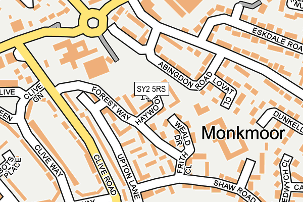 SY2 5RS map - OS OpenMap – Local (Ordnance Survey) SY2 5RS map - OS OpenMap – Local (Ordnance Survey)