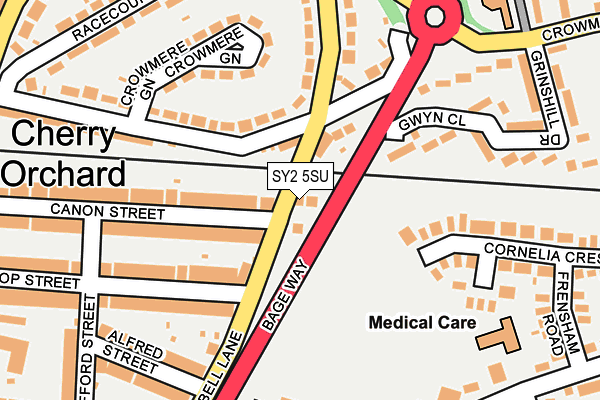 SY2 5SU map - OS OpenMap – Local (Ordnance Survey) SY2 5SU map - OS OpenMap – Local (Ordnance Survey)