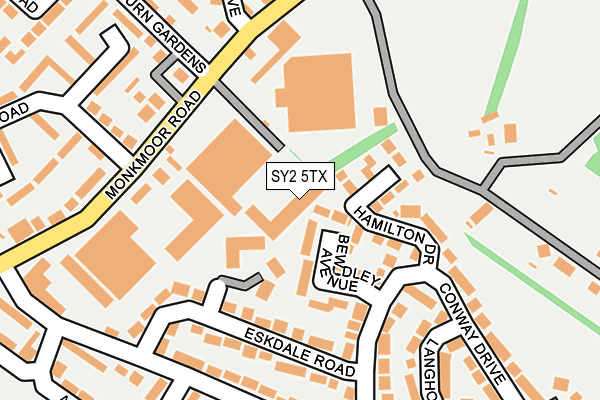 SY2 5TX map - OS OpenMap – Local (Ordnance Survey) SY2 5TX map - OS OpenMap – Local (Ordnance Survey)