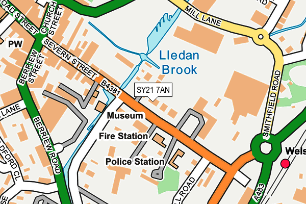 SY21 7AN map - OS OpenMap – Local (Ordnance Survey) SY21 7AN map - OS OpenMap – Local (Ordnance Survey)