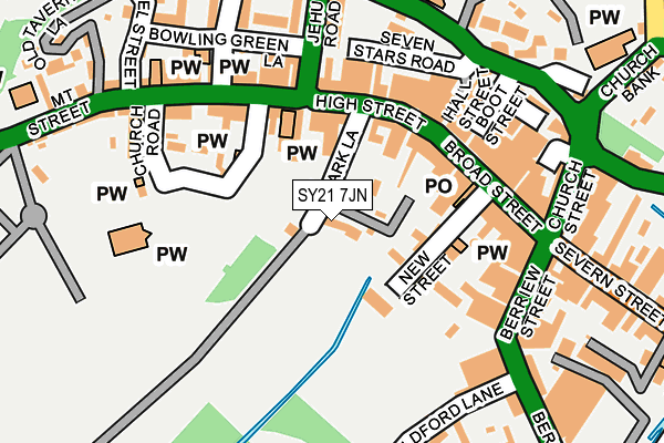 SY21 7JN map - OS OpenMap – Local (Ordnance Survey) SY21 7JN map - OS OpenMap – Local (Ordnance Survey)