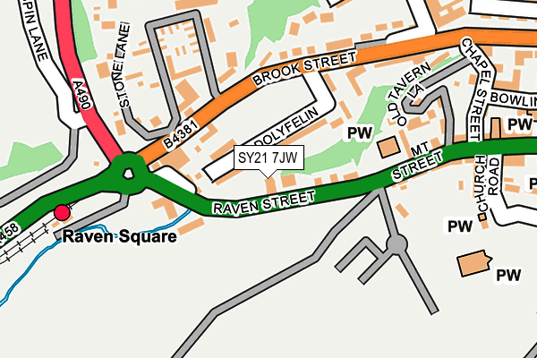 SY21 7JW map - OS OpenMap – Local (Ordnance Survey) SY21 7JW map - OS OpenMap – Local (Ordnance Survey)