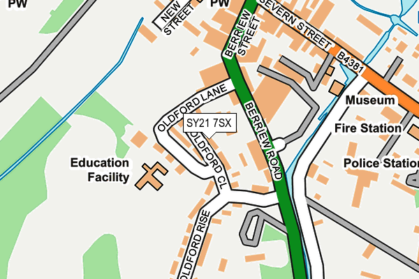 SY21 7SX map - OS OpenMap – Local (Ordnance Survey) SY21 7SX map - OS OpenMap – Local (Ordnance Survey)