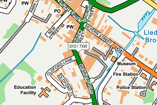 SY21 7XW map - OS OpenMap – Local (Ordnance Survey) SY21 7XW map - OS OpenMap – Local (Ordnance Survey)