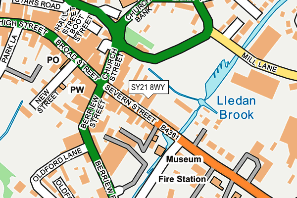SY21 8WY map - OS OpenMap – Local (Ordnance Survey) SY21 8WY map - OS OpenMap – Local (Ordnance Survey)