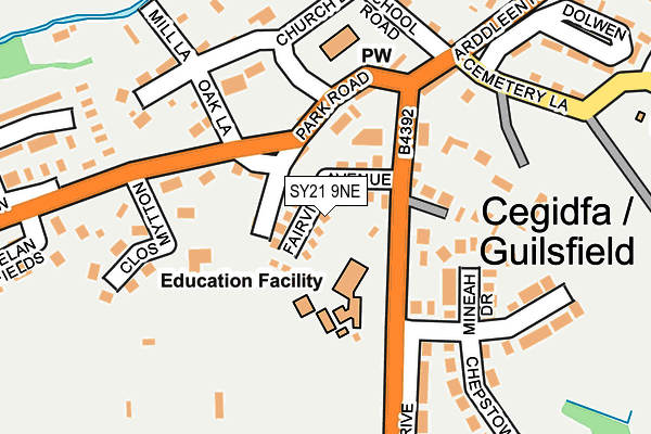 SY21 9NE map - OS OpenMap – Local (Ordnance Survey) SY21 9NE map - OS OpenMap – Local (Ordnance Survey)