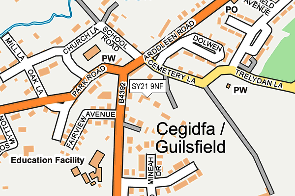 SY21 9NF map - OS OpenMap – Local (Ordnance Survey) SY21 9NF map - OS OpenMap – Local (Ordnance Survey)