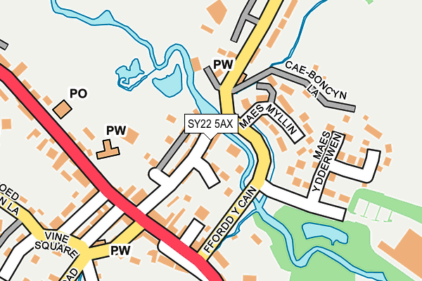 SY22 5AX map - OS OpenMap – Local (Ordnance Survey) SY22 5AX map - OS OpenMap – Local (Ordnance Survey)