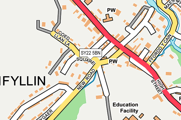 SY22 5BN map - OS OpenMap – Local (Ordnance Survey) SY22 5BN map - OS OpenMap – Local (Ordnance Survey)