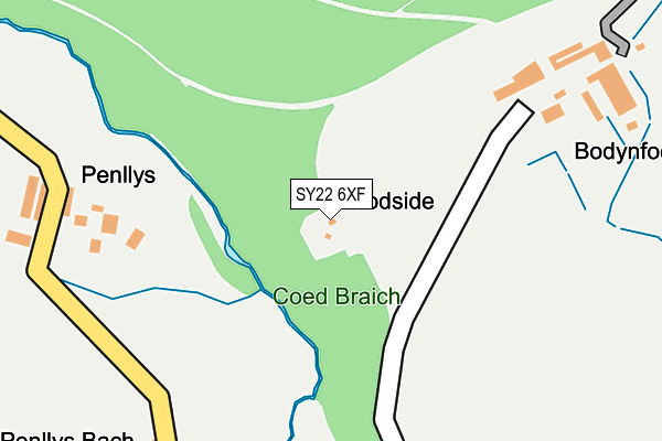 SY22 6XF map - OS OpenMap – Local (Ordnance Survey) SY22 6XF map - OS OpenMap – Local (Ordnance Survey)