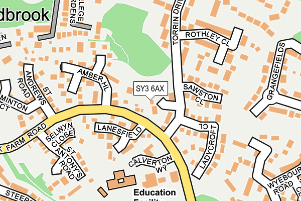 SY3 6AX map - OS OpenMap – Local (Ordnance Survey) SY3 6AX map - OS OpenMap – Local (Ordnance Survey)