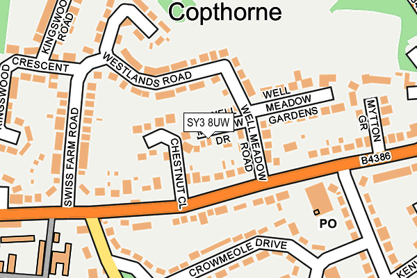 SY3 8UW map - OS OpenMap – Local (Ordnance Survey) SY3 8UW map - OS OpenMap – Local (Ordnance Survey)