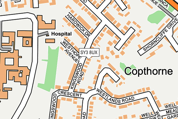 SY3 8UX map - OS OpenMap – Local (Ordnance Survey) SY3 8UX map - OS OpenMap – Local (Ordnance Survey)