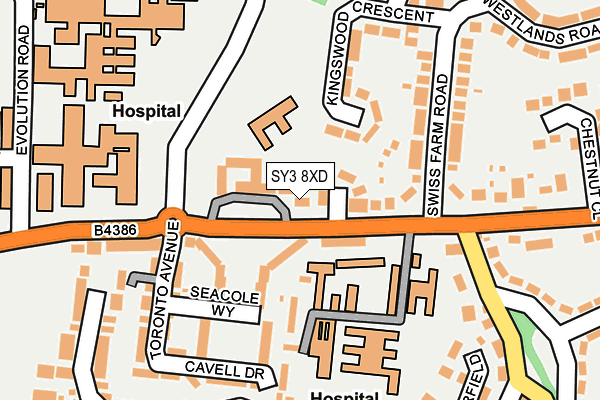 SY3 8XD map - OS OpenMap – Local (Ordnance Survey) SY3 8XD map - OS OpenMap – Local (Ordnance Survey)