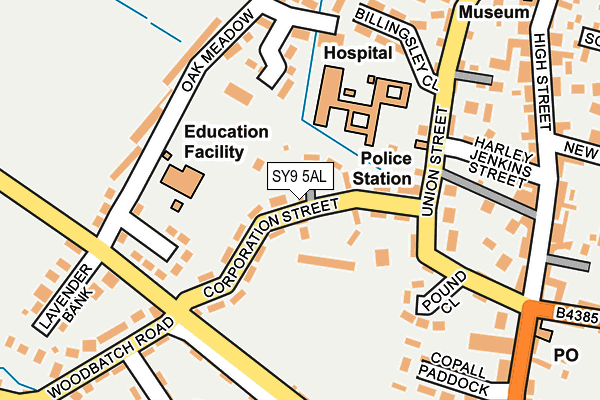 SY9 5AL map - OS OpenMap – Local (Ordnance Survey) SY9 5AL map - OS OpenMap – Local (Ordnance Survey)