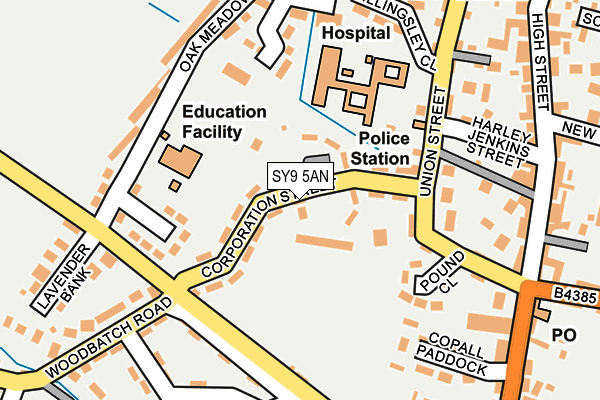 SY9 5AN map - OS OpenMap – Local (Ordnance Survey) SY9 5AN map - OS OpenMap – Local (Ordnance Survey)