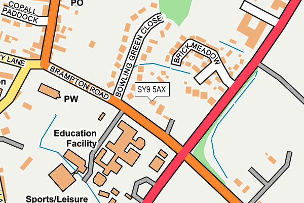 SY9 5AX map - OS OpenMap – Local (Ordnance Survey) SY9 5AX map - OS OpenMap – Local (Ordnance Survey)