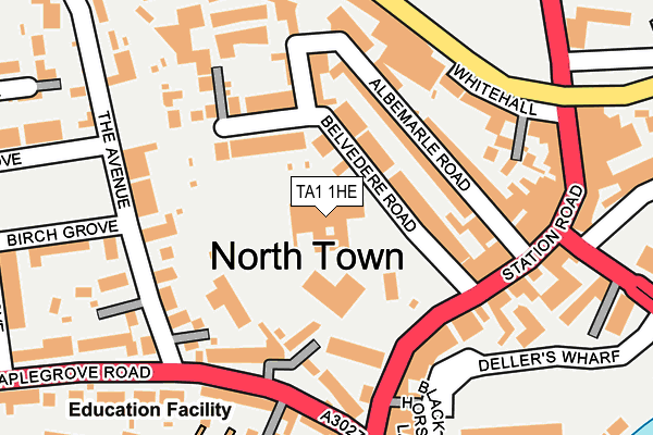 TA1 1HE map - OS OpenMap – Local (Ordnance Survey) TA1 1HE map - OS OpenMap – Local (Ordnance Survey)
