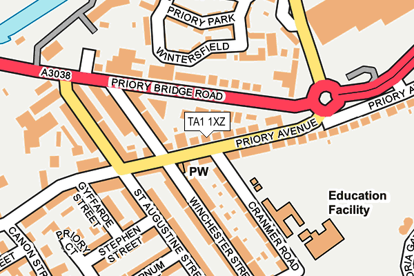 TA1 1XZ map - OS OpenMap – Local (Ordnance Survey) TA1 1XZ map - OS OpenMap – Local (Ordnance Survey)