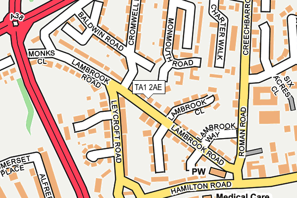 TA1 2AE map - OS OpenMap – Local (Ordnance Survey) TA1 2AE map - OS OpenMap – Local (Ordnance Survey)