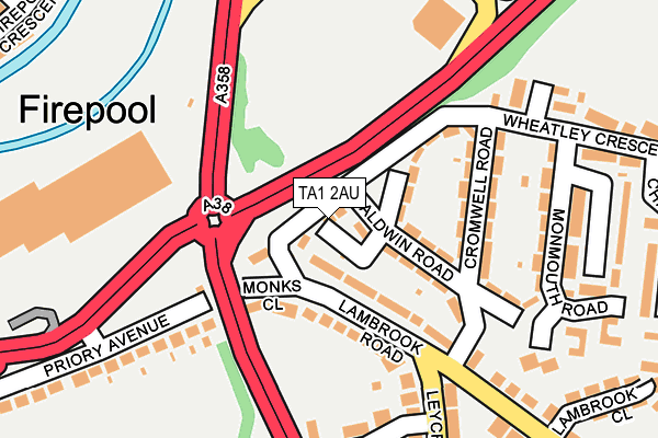 TA1 2AU map - OS OpenMap – Local (Ordnance Survey) TA1 2AU map - OS OpenMap – Local (Ordnance Survey)