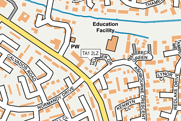 TA1 2LZ map - OS OpenMap – Local (Ordnance Survey) TA1 2LZ map - OS OpenMap – Local (Ordnance Survey)
