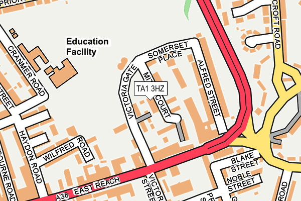 TA1 3HZ map - OS OpenMap – Local (Ordnance Survey) TA1 3HZ map - OS OpenMap – Local (Ordnance Survey)
